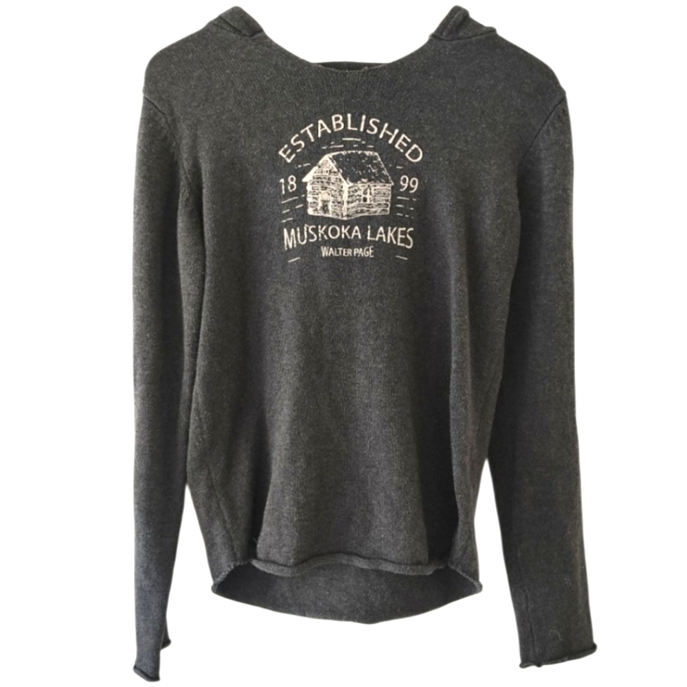 BRUZER Gray Muskoka Lakes Cotton Hoodie Size Medium